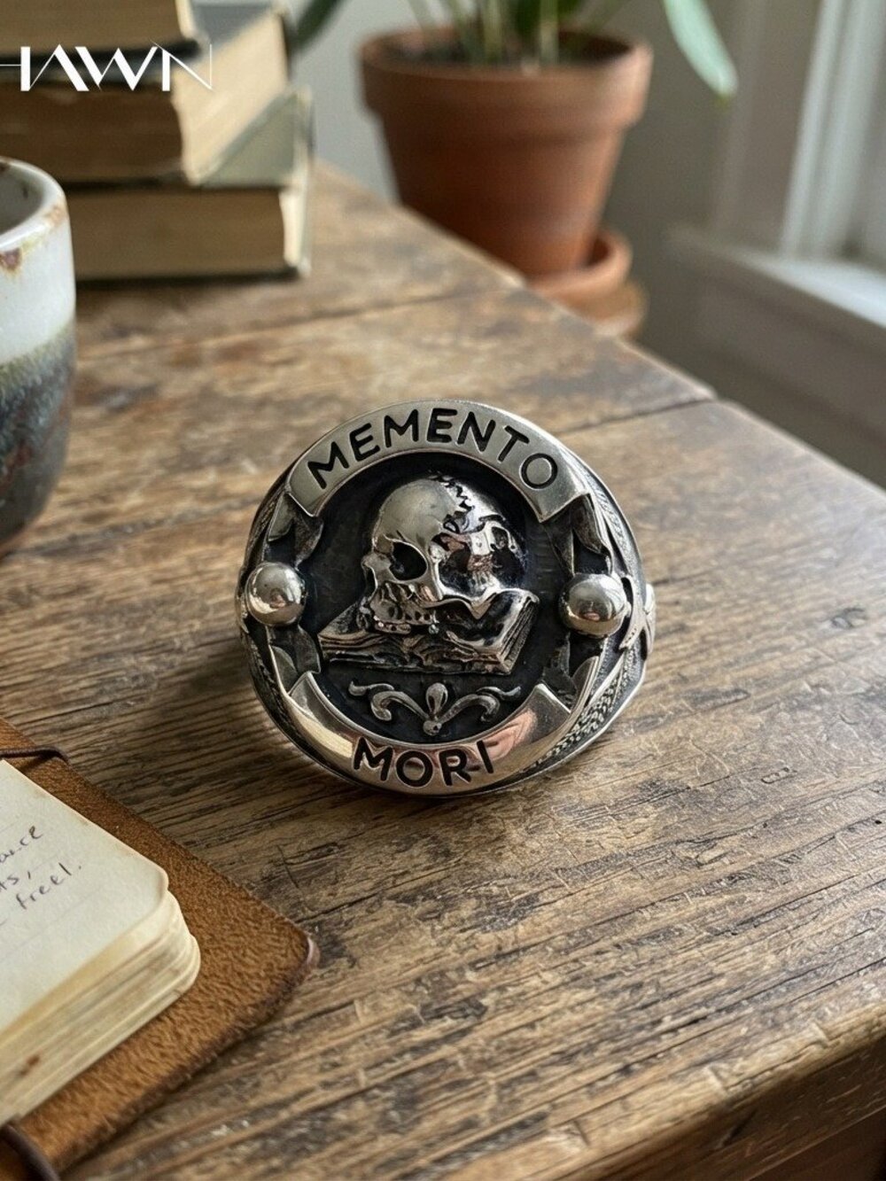 Mens Memento Mori Carpe Diem Skull Ring